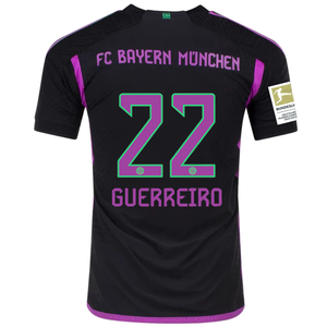 adidas Bayern Munich Authentic Raphaël Guerreiro Away Jersey w/ Bundesliga Champion Patch 23/24 (Black)
