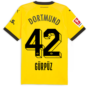 Puma Borussia Dortmund Authentic Gurpuz Home Jersey w/ Bundesliga Patch 23/24 (Cyber Yellow/Puma Black)
