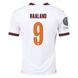Puma Manchester City Erling Haaland Away Jersey w/ Champions League Patches 23/24 (Puma White/Aubergine)