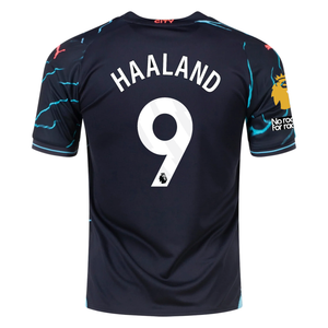 Puma Manchester City Erling Haaland Third Jersey w/ EPL + No Room For Racism + Club World Cup Patches 23/24 (Dark Marine/Hero Blue)