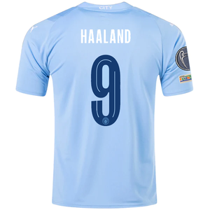 Puma Manchester City Erling Haaland Home Jersey w/ Champions League + Club World Cup Patches 23/24 (Team Light Blue/Puma White)