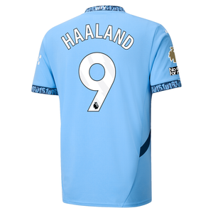 Puma Manchester City Erling Haaland Home Jersey w/ EPL + No Room For Racism + Club World Cup Patches 24/25 (Team Light Blue/Marine Blue)