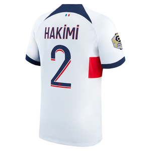 Nike Paris Saint-Germain Achraf Hakimi Away Jersey w/ Ligue 1 Patch 23/24 (White/Midnight Navy)