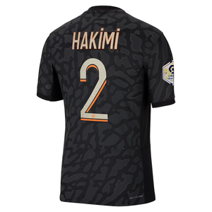 Nike Paris Saint-Germain Authentic Archaf Hakimi Match Third Jersey w/ Ligue 1 Champion Patch  23/24 (Anthracite/Black/Stone)