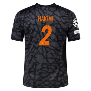 Nike Paris Saint-Germain Archaf Hakimi Third Jersey w/ Champions League Patches 23/24 (Anthracite/Black/Stone)
