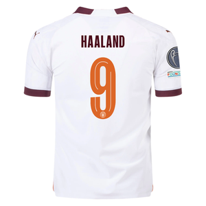 Puma Manchester City Authentic Erling Haaland Away Jersey w/ Champions League Patches 23/24 (Puma White/Aubergine)