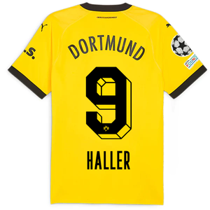 Puma Borussia Dortmund Authentic Sebastian Haller Home Jersey w/ Champions League Patches 23/24 (Cyber Yellow/Puma Black)