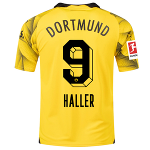 Puma Mens Borussia Dortmund Sebastian Haller Third Jersey w/ Bundesliga Patch 23/24 (Cyber Yellow/Puma Black)