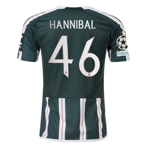 adidas Manchester United Hannibal Away Jersey w/ Champions League Patches 23/24 (Green Night/Core White)