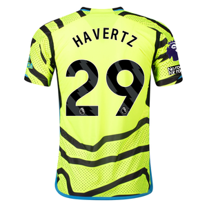 adidas Arsenal Authentic Kai Havertz Away Jersey w/ EPL + No Room For Racism Patches 23/24 (Team Solar Yellow/Black)