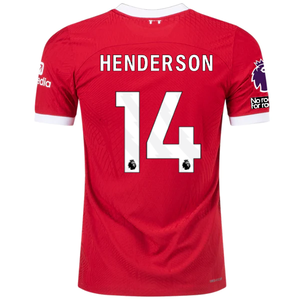 Nike Liverpool Authentic Jordan Henderson Vaporknit Match Home Jersey w/ EPL + No Room For Racism 23/24 (Red/White)