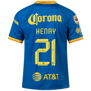Nike Club America Henry Martin Away Jersey 23/24 w/ Liga MX Apertura 23 Champion  Patch (Blue Jay/Tour Yellow/Habanero Red)