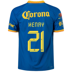 Nike Club America Authentic Henry Martin Match Away Jersey w/ Liga MX Patch 23/24 (Blue Jay/Tour Yellow)
