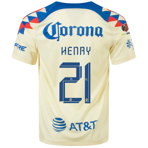 Nike Club America Henry Martin Home Jersey w/ Liga MX Patch 23/24 (Lemon Chiffon/Blue Jay)