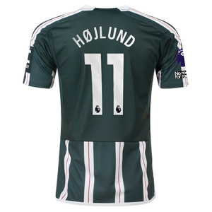 adidas Manchester United Rasmus Højlund Away Jersey w/ EPL + No Room For Racism Patches 23/24 (Green Night/Core White)