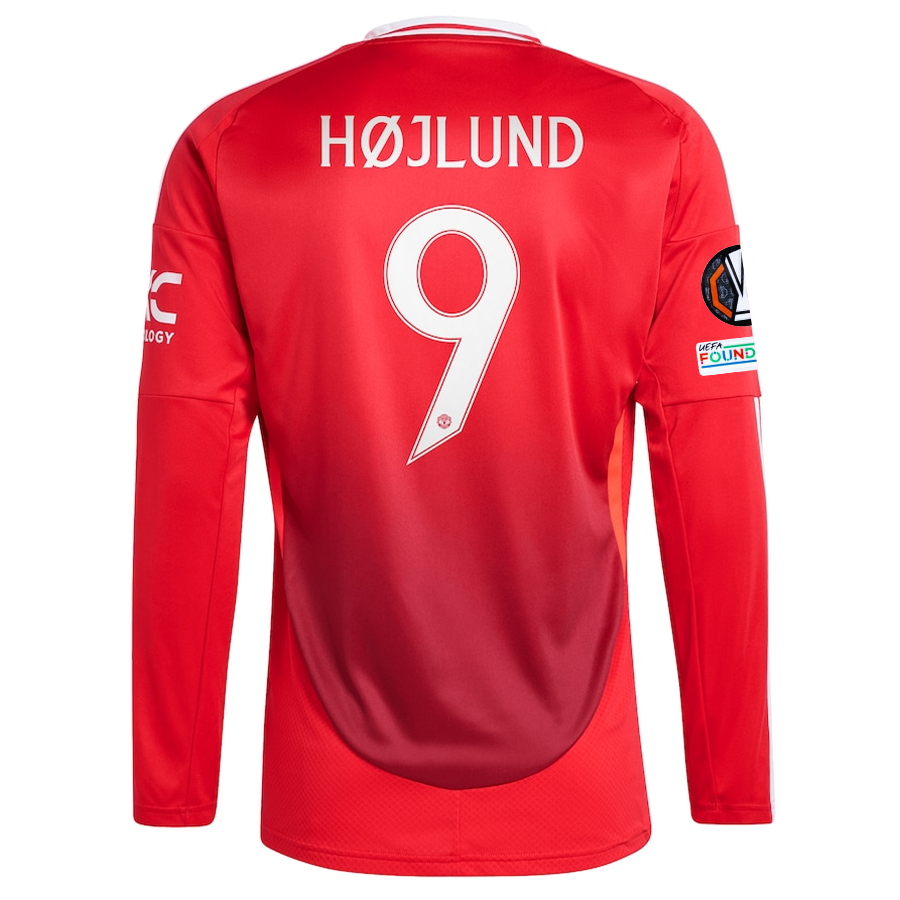 adidas Manchester United Rasmus Højlund Long Sleeve Home Jersey w/ Europa League Patches 24/25 (Red)