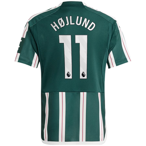adidas Youth Manchester United Rasmus Hojlund Away Jersey 23/24 (Green Night/Core White/Active Maroon)