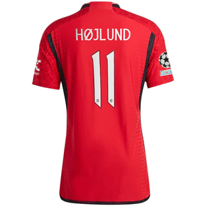 adidas Manchester United Authenitc Rasmus Højlund Home Jersey 23/24 w/ Champions League Patches (Team College Red)