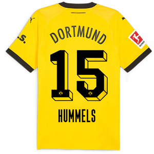 Puma Borussia Dortmund Authentic Mats Hummels Home Jersey w/ Bundesliga Patch 23/24 (Cyber Yellow/Puma Black)