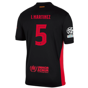 Nike Barcelona Iñigo Martínez Away Jersey w/ Champions League Patches 24/25 (Black/University Red/Hyper Royal)