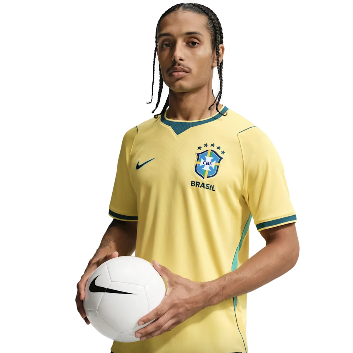 Nike Men's Brazil Home Stadium Jersey 2026 (Canary/Teal)