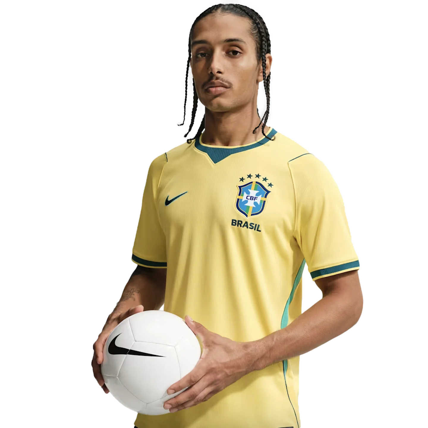 Nike Men's Brazil Home Stadium Jersey 2026 (Canary/Teal)