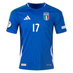 adidas Italy Authentic Ciro Immobile Home Jersey w/ Euro 2024 Patches 24/25 (Blue)