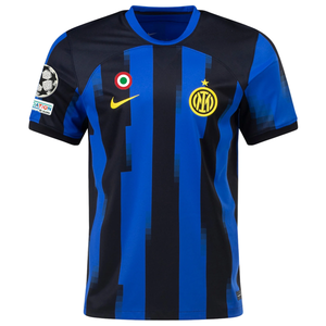 Nike Inter Milan Matteo Darmian Home Jersey w/ Champions League + Copa Italia Patches 23/24 (Lyon Blue/Black/Vibrant Yellow)