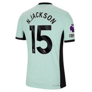 Nike Chelsea Authentic Nicolas Jackson Match Vaporknit Third Jersey w/ EPL + No Room For Racism Patches 23/24 (Mint Foam/Black)