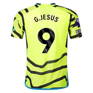 adidas Arsenal Authentic Gabriel Jesus Away Jersey w/ EPL + No Room For Racism Patches 23/24 (Team Solar Yellow/Black)