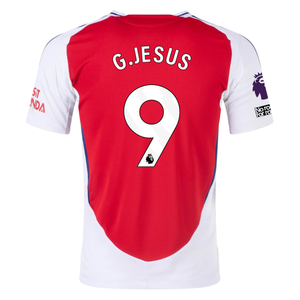 adidas Arsenal Authentic Gabriel Jesus Home Jersey w/ EPL + No Room For Racism Patches 24/25 (Better Scarlet/White)