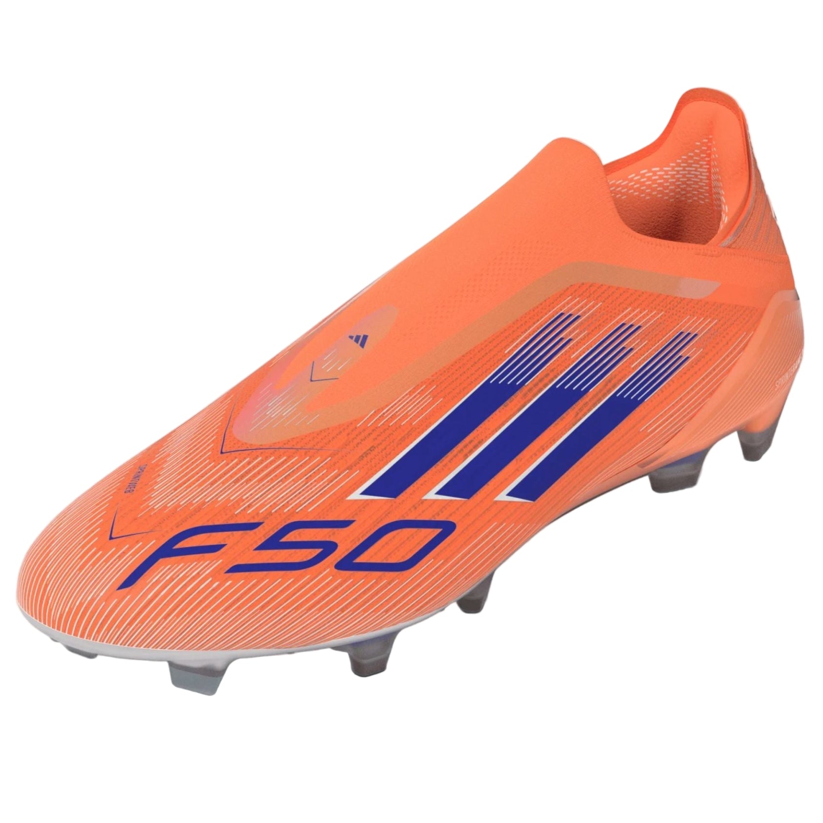 adidas F50 Elite Lace Less Firm Ground Soccer Cleats (Orange/Lucid Blue/White)