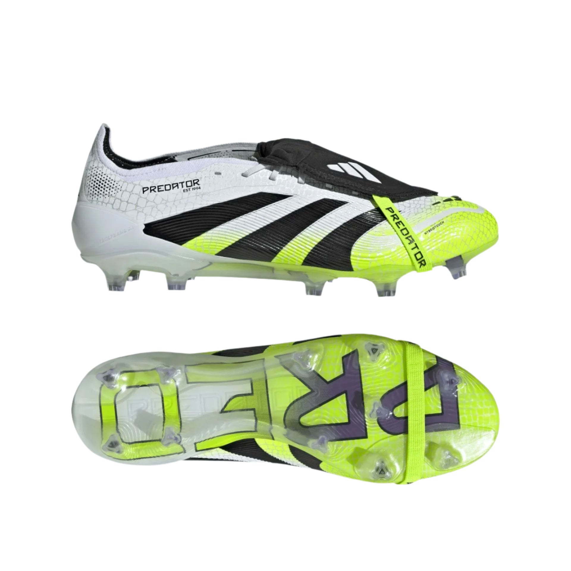 adidas Predator Elite Firm Ground Soccer Cleats (White/Black/Lucid Lemon)