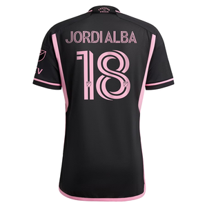 adidas Inter Miami Jordi Alba Authentic Player Version Away Jersey 23/24 w/ MLS Patches (Black/Pink)