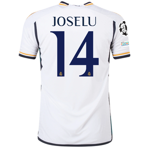 adidas Real Madrid Authentic Joselu Home Jersey w/ Champions League + Club World Cup Patches 23/24 (White)