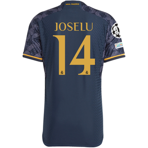 adidas Real Madrid Authentic Joselu Away Jersey w/ Champions League + Club World Cup Patch 23/24 (Legend Ink/Preloved Yellow)