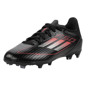 adidas Jr. F50 League FG/MG Soccer Cleats (Black/Iron Metallic/Lucid Red)