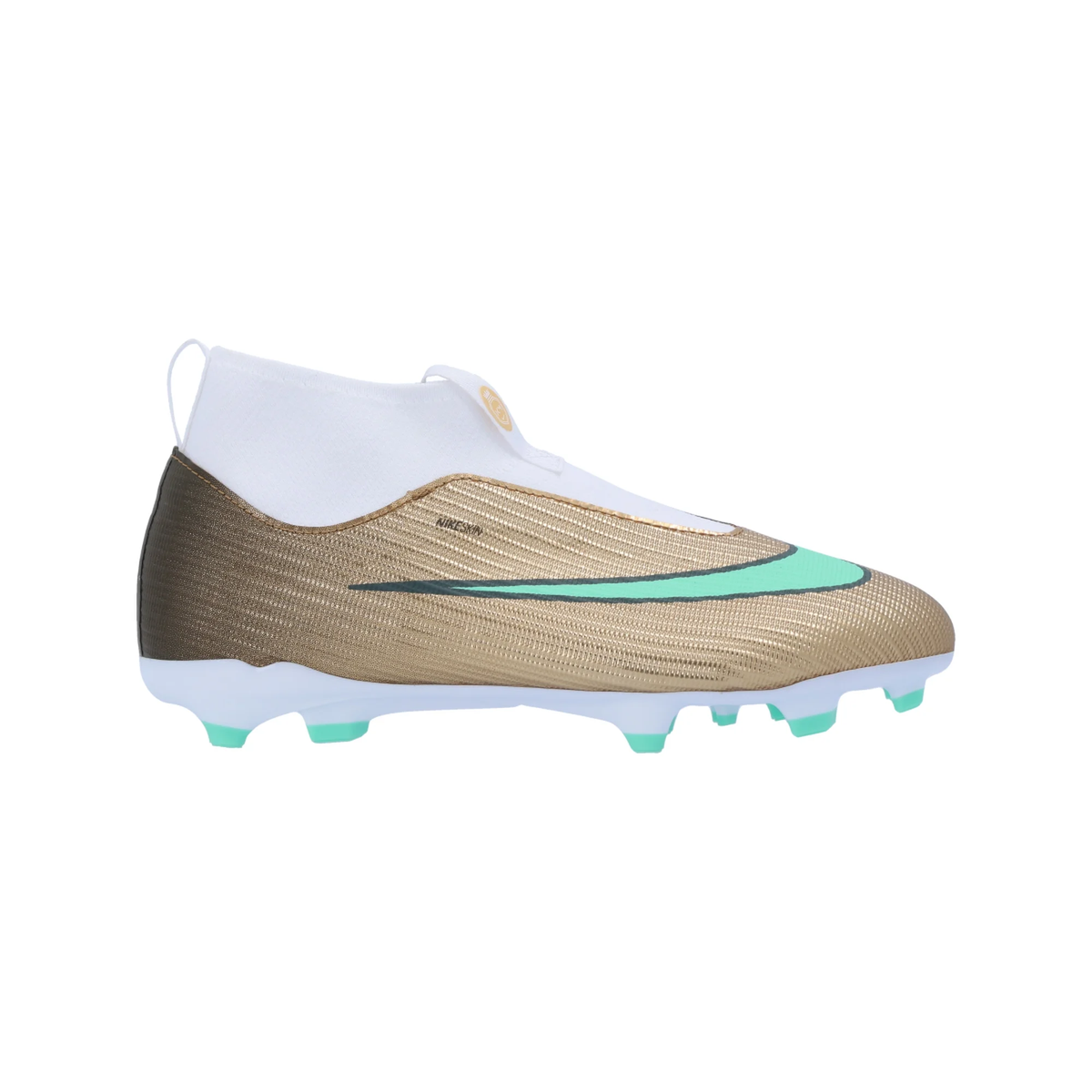 Nike Jr. Superfly 11 Academy KM FG/MG Soccer Cleats (Metallic Gold/Green Glow)