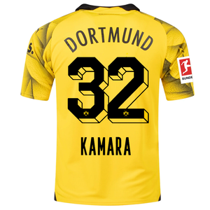Puma Mens Borussia Dortmund Abdoulaye Kamara Third Jersey w/ Bundesliga Patch 23/24 (Cyber Yellow/Puma Black)