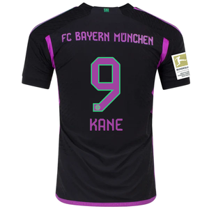 adidas Bayern Munich Authentic Harry Kane Away Jersey w/ Bundesliga Champion Patch 23/24 (Black)