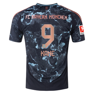 adidas Bayern Munich Harry Kane Away Jersey w/ Bundesliga Patch 24/25 (Black/Copper/Blue)