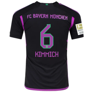 adidas Bayern Munich Authentic Joshua Kimmich Away Jersey w/ Bundesliga Champion Patch 23/24 (Black)