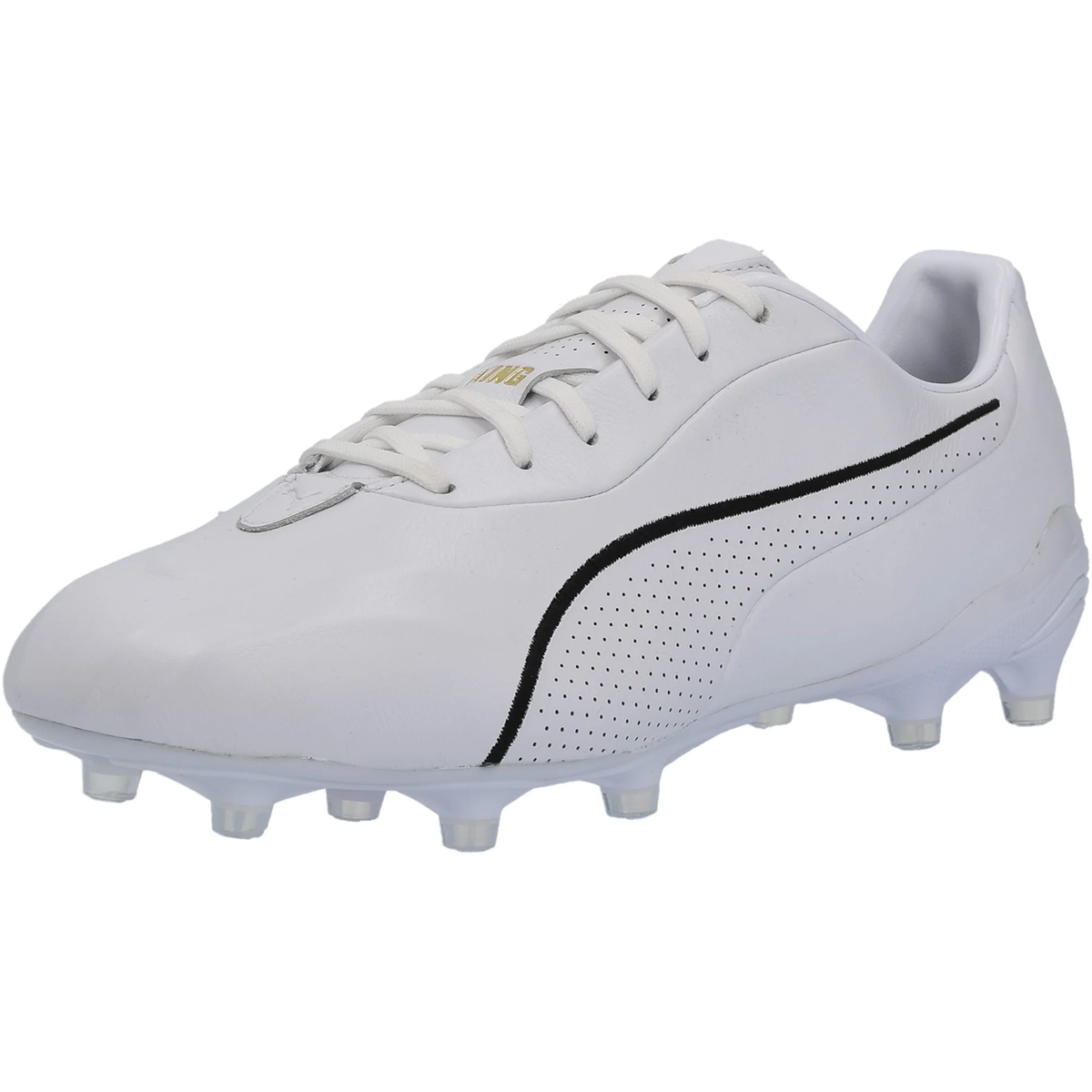 PUMA King Platinum FG/AG Soccer Cleats (White/Metallic Gold/Black)