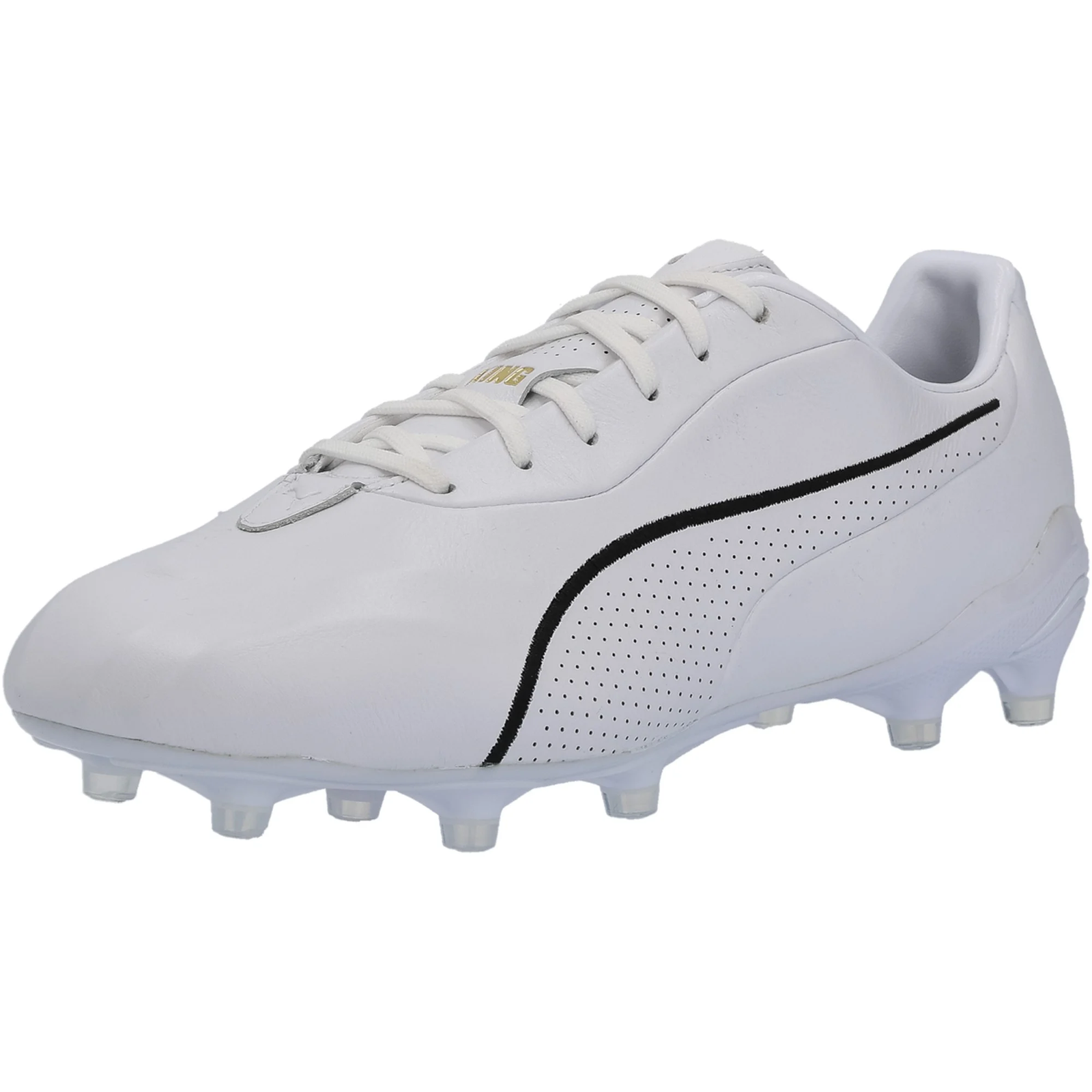 PUMA King Platinum FG/AG Soccer Cleats (White/Metallic Gold/Black)