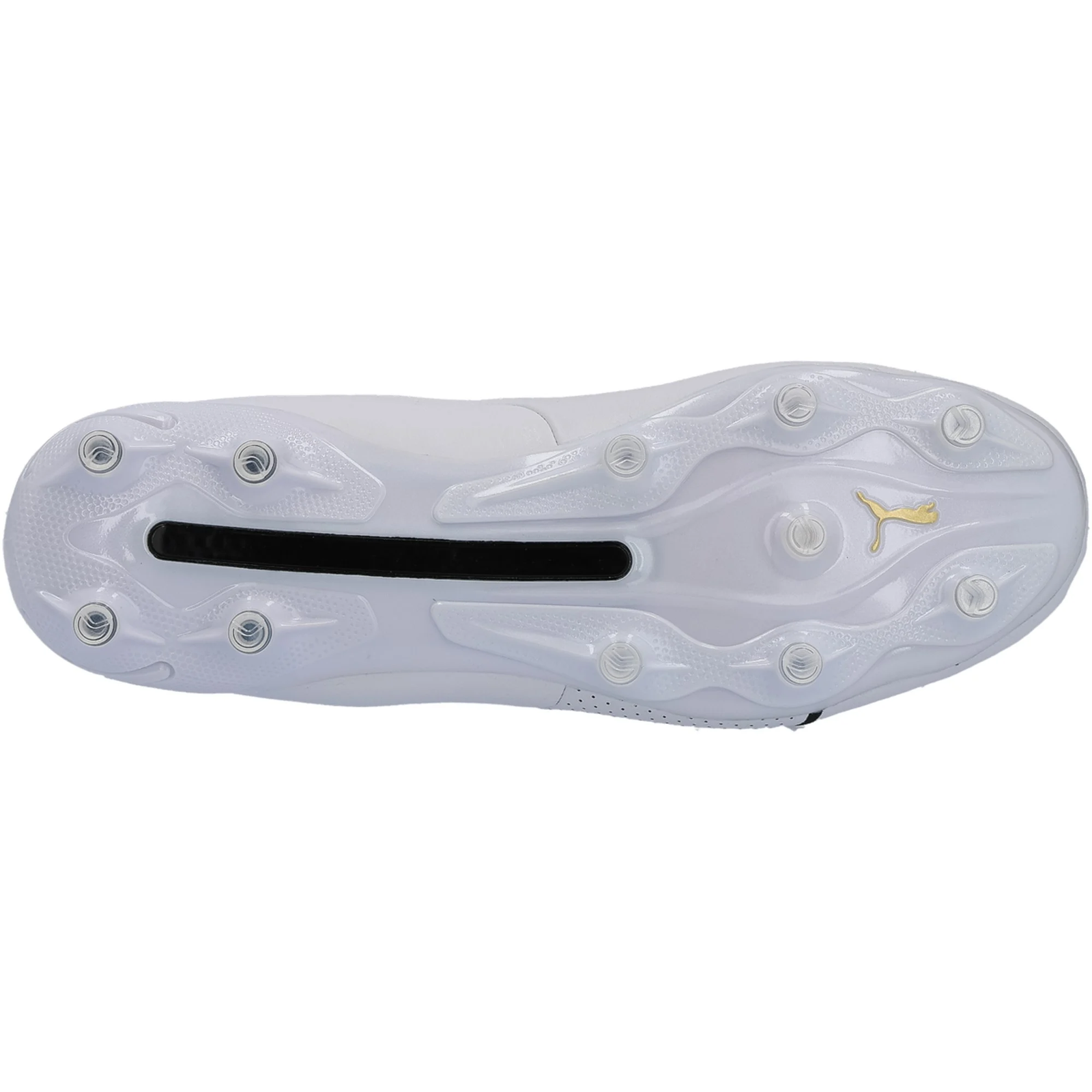PUMA King Platinum FG/AG Soccer Cleats (White/Metallic Gold/Black)