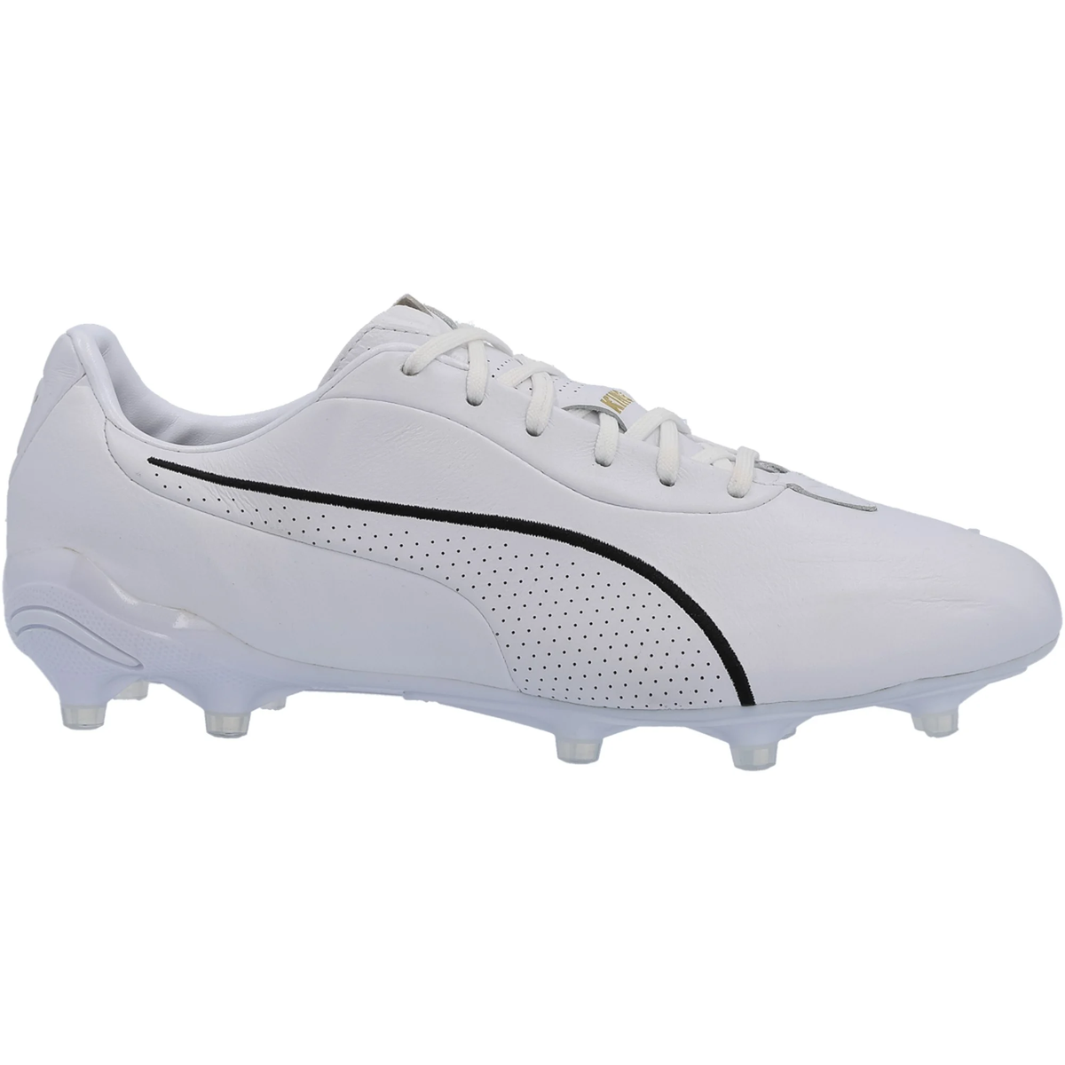 PUMA King Platinum FG/AG Soccer Cleats (White/Metallic Gold/Black)
