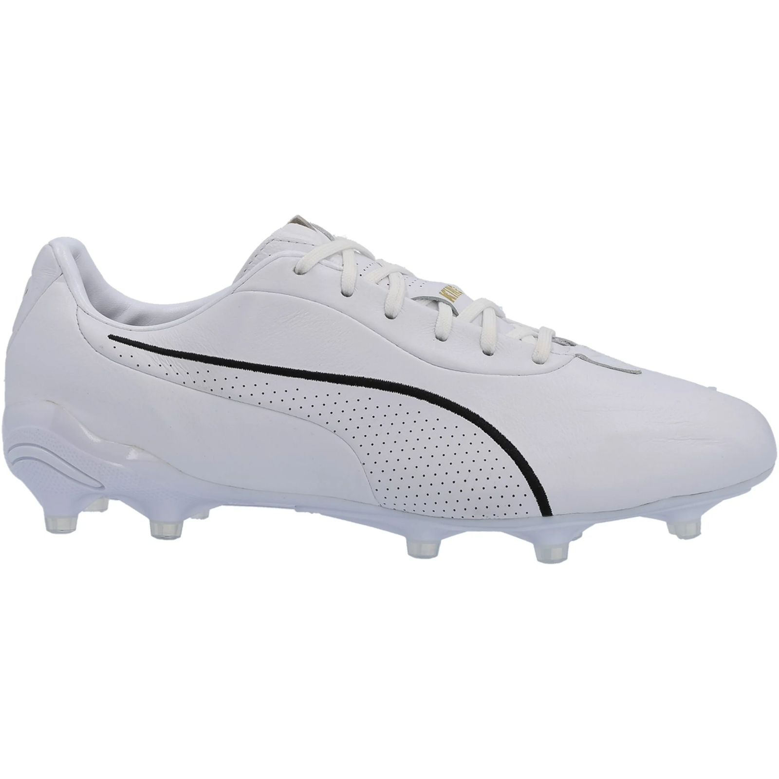 PUMA King Platinum FG/AG Soccer Cleats (White/Metallic Gold/Black)