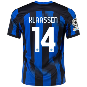 Nike Inter Milan Davy Klaassen Home Jersey w/ Champions League+ Copa Italia Patches 23/24 (Lyon Blue/Black/Vibrant Yellow)