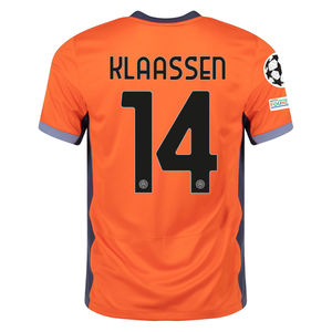 Nike Inter Milan Davy Klaassen Third Jersey w/ Champions League Patches 23/24 (Safety Orange/Thunder Blue)
