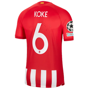 Nike Atletico Madrid Koke Home Jersey w/ Champions League Patches 23/24 (Sport Red/Global Red)